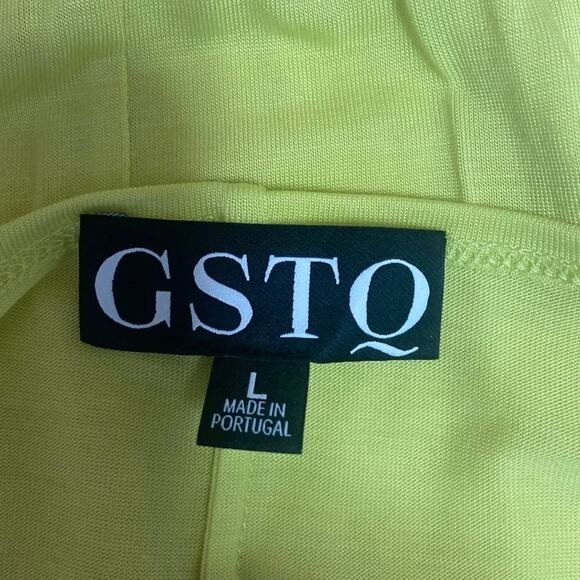 GSTQ Yellow Cap Sleeve Bateau Neck Plain Simple Tie Hem T Shirt Crop Top Size L - Picture 4 of 5
